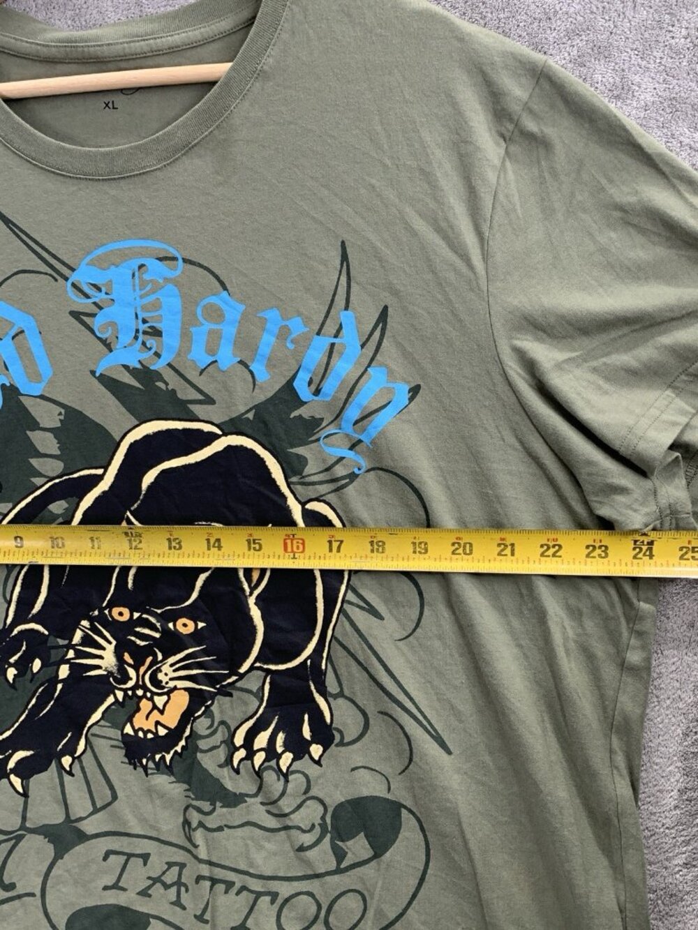 Ed Hardy Shirt Mens XL Green Crouching Panther Tee DEH Tattoo Y2K Streetwear - Picture 3 of 7